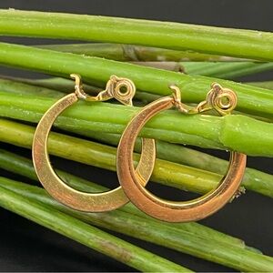 Vintage MONET Gold-tone Clip On Hoop Earrings 8g